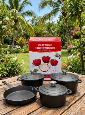 Cast Iron Cookware Set 4Pcs - Sufuria 3 Nzito + Kikaango 1