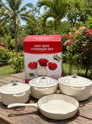 Cast Iron Cookware Set 4Pcs - Sufuria 3 Nzito + Kikaango 1