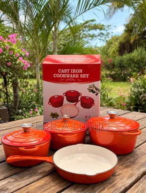 Cast Iron Cookware Set 4Pcs - Sufuria 3 Nzito + Kikaango 1