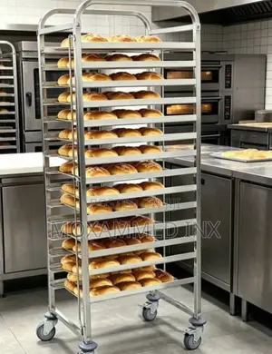 15-Tier Stainless Steel Bakery Rack Tray Trolley
