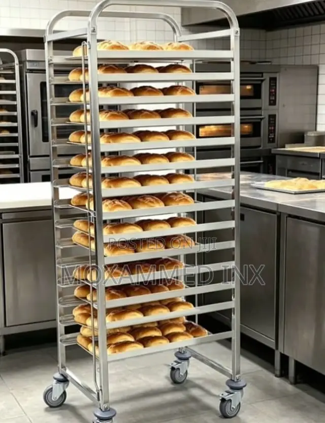 15-Tier Stainless Steel Bakery Rack Tray Trolley