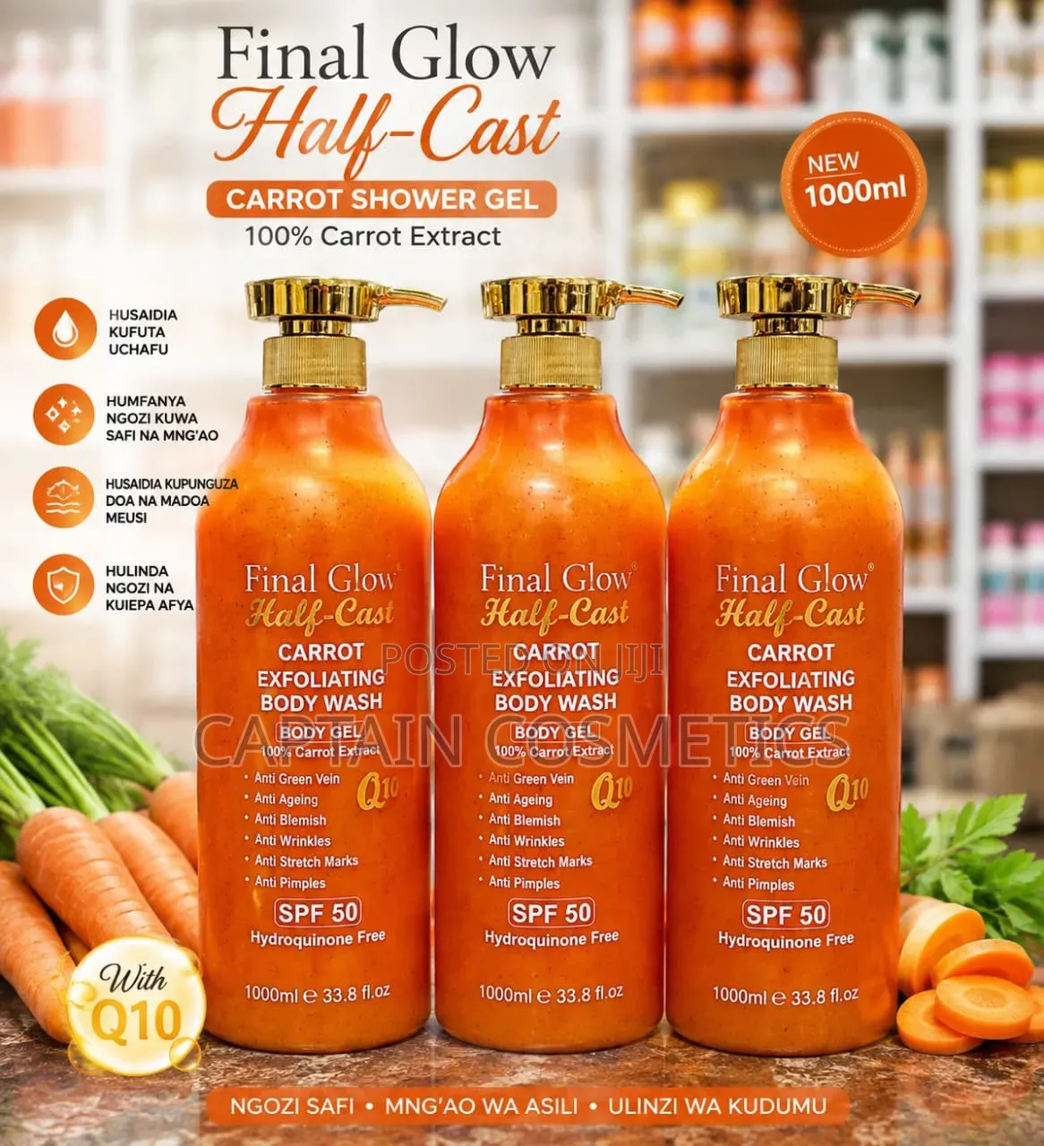Final Glow Half-Cast Carrot Shower Gel 1000ml – Sabuni Ya Kuogea