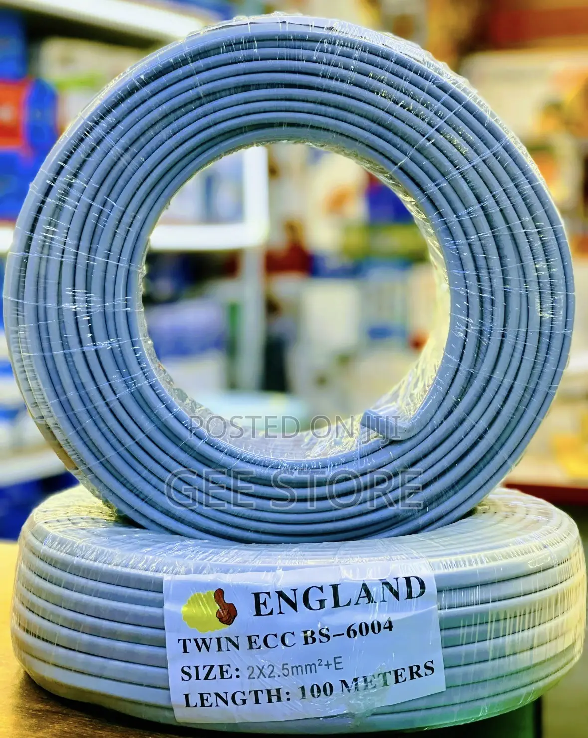 A 100-Meter Roll of Grey Flat Twin Electrical Wiring Cable With Earth
