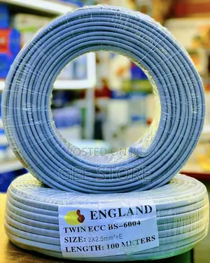 A 100-Meter Roll of Grey Flat Twin Electrical Wiring Cable With Earth