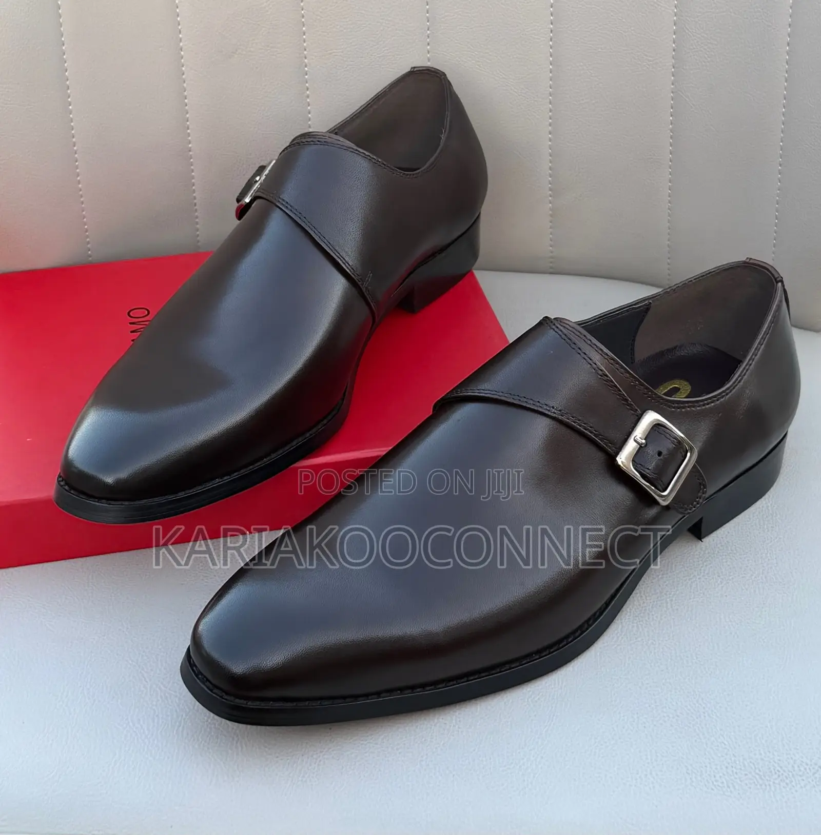 CR7 Men's Leather Monk Strap Dress Shoes