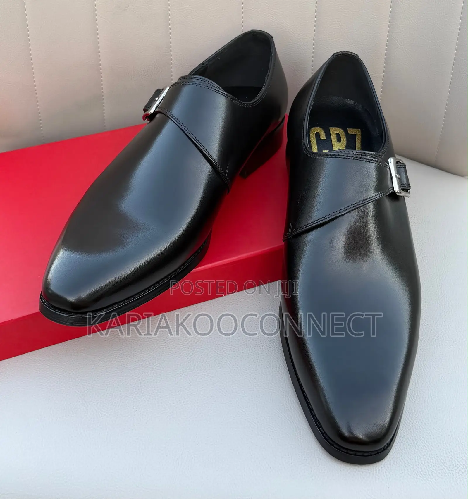 CR7 Men's Leather Monk Strap Dress Shoes