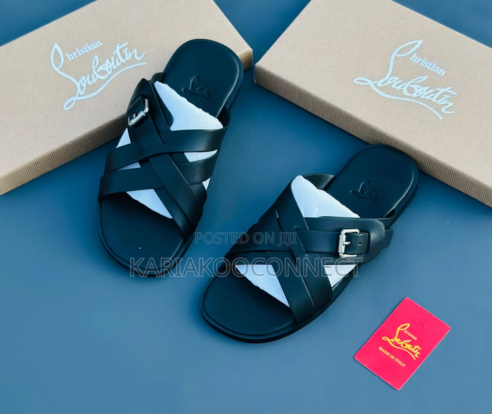 Christian Louboutin Men's Leather Cross-Strap Sandals