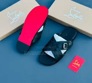 Christian Louboutin Men's Leather Cross-Strap Sandals