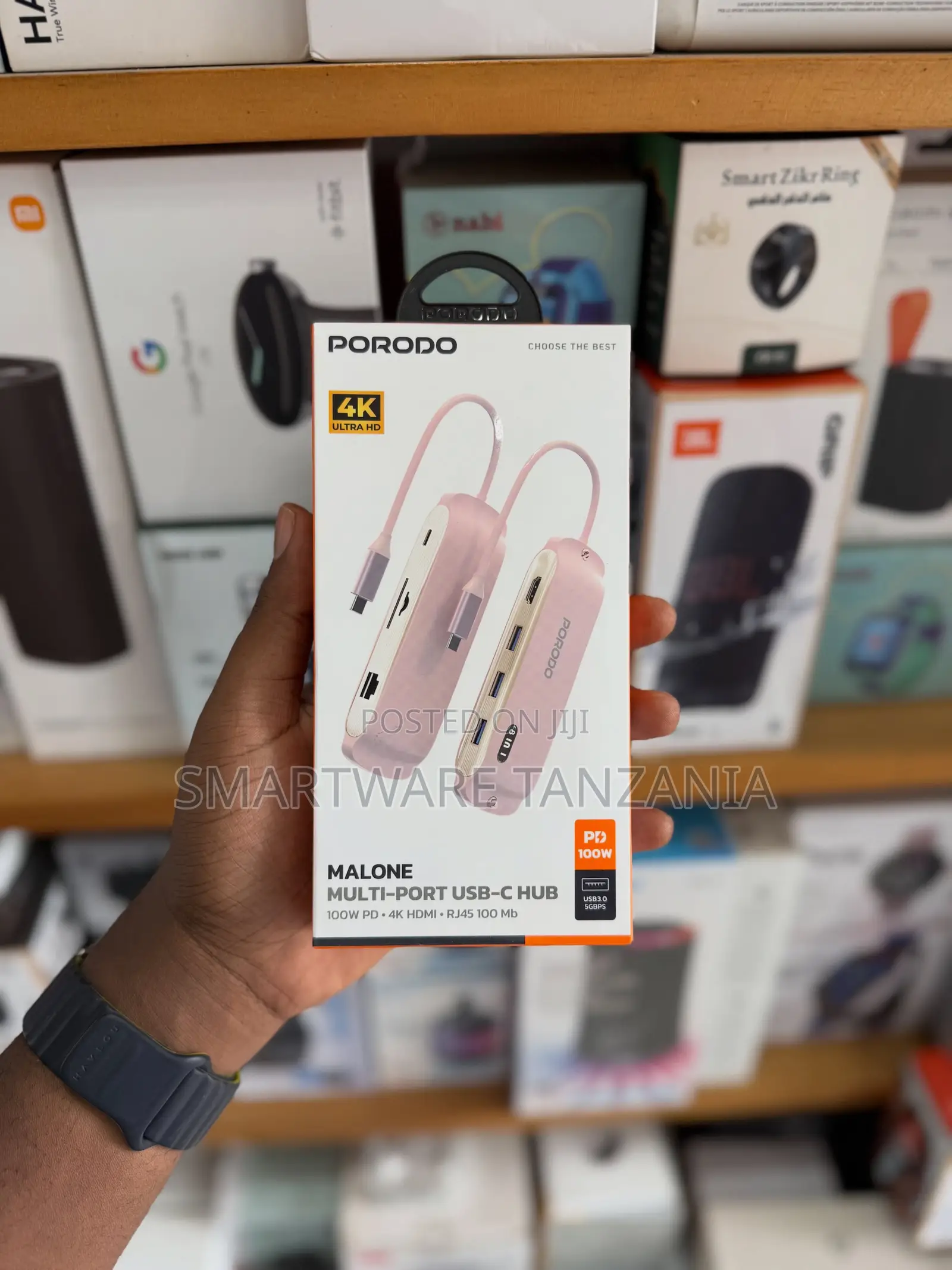 Porodo Malone Multi-Port USB-C Hub With 100W PD, 4K HDMI, RJ45 100 Mb