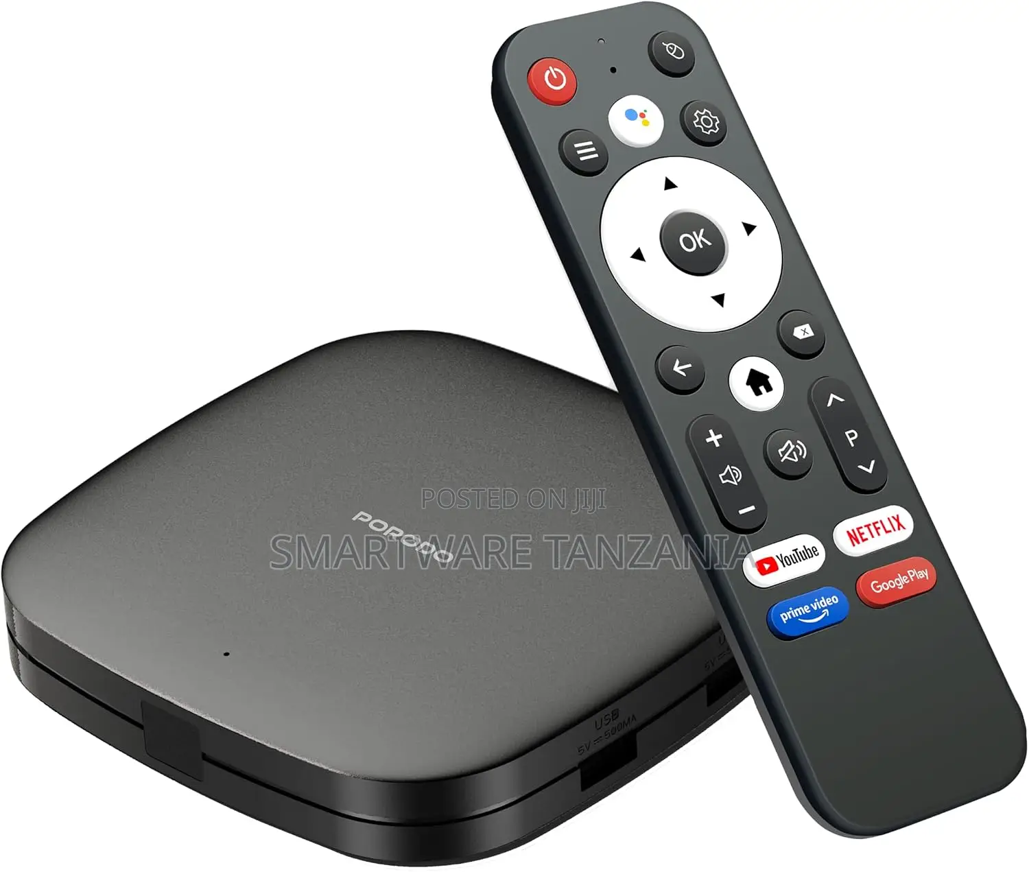 Porodo ECHBOX Android TV Box, 4K Ultra HD Streaming, USB Connectivity