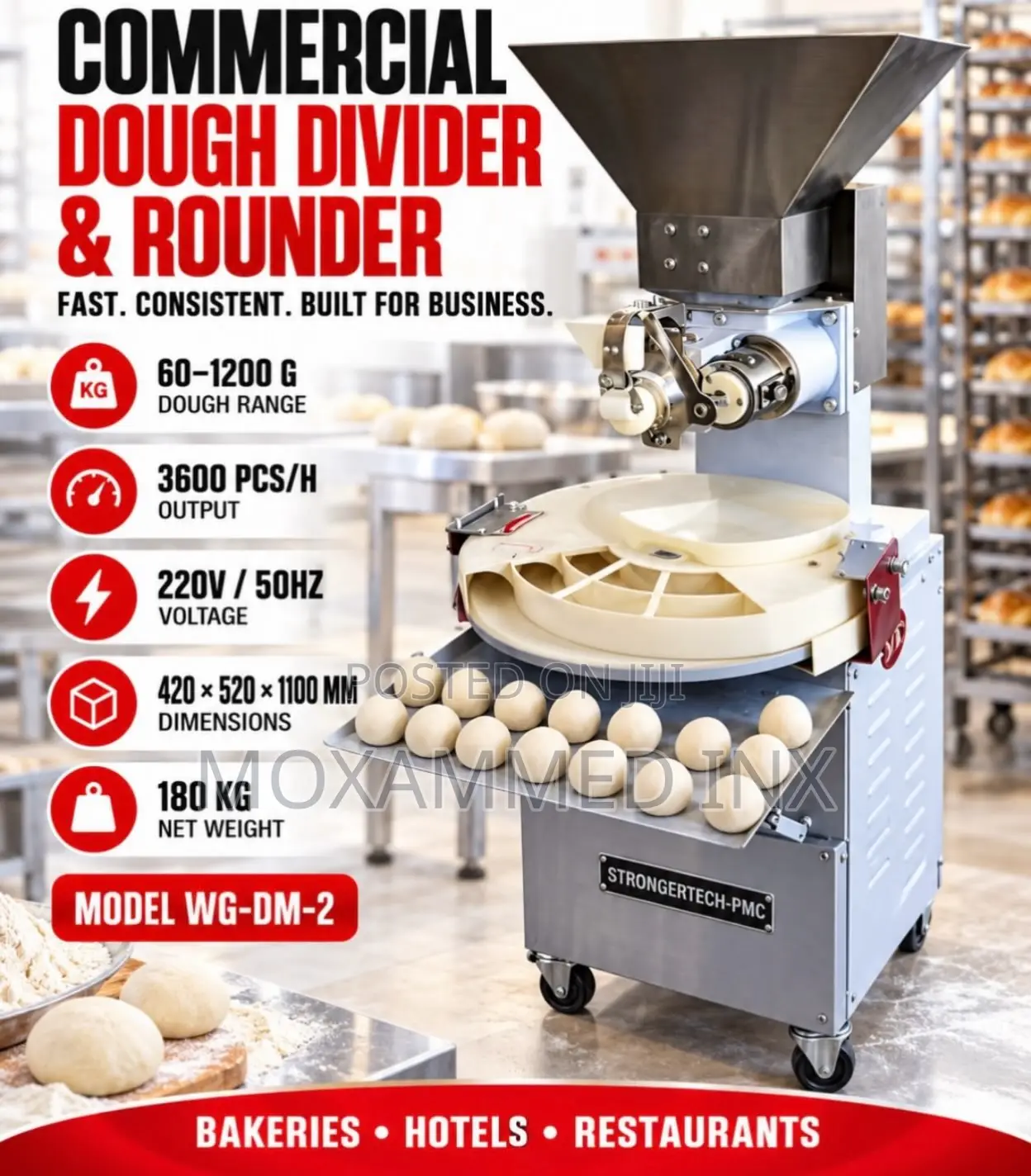 Commercial Dough Divider and Rounder (Model WG-DM-2 / Strongtech)