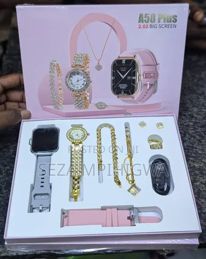 A58 Plus Smartwatch Luxury Gift Set for Ladies (Full Combo Package)