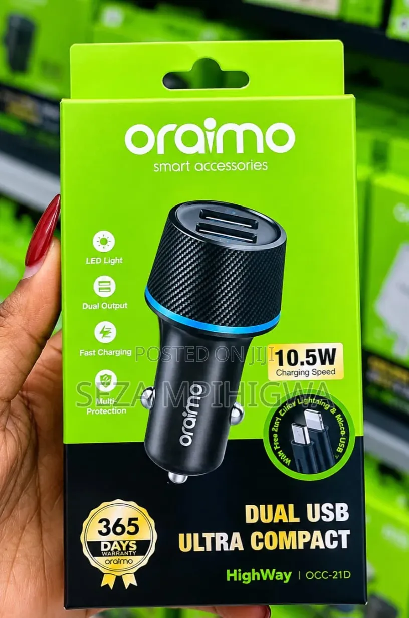 ​Original Oraimo HighWay Dual USB Car Charger (OCC-21D) - Brand New
