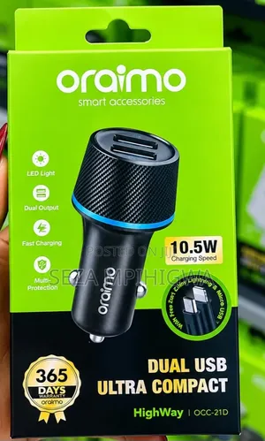​Original Oraimo HighWay Dual USB Car Charger (OCC-21D) - Brand New