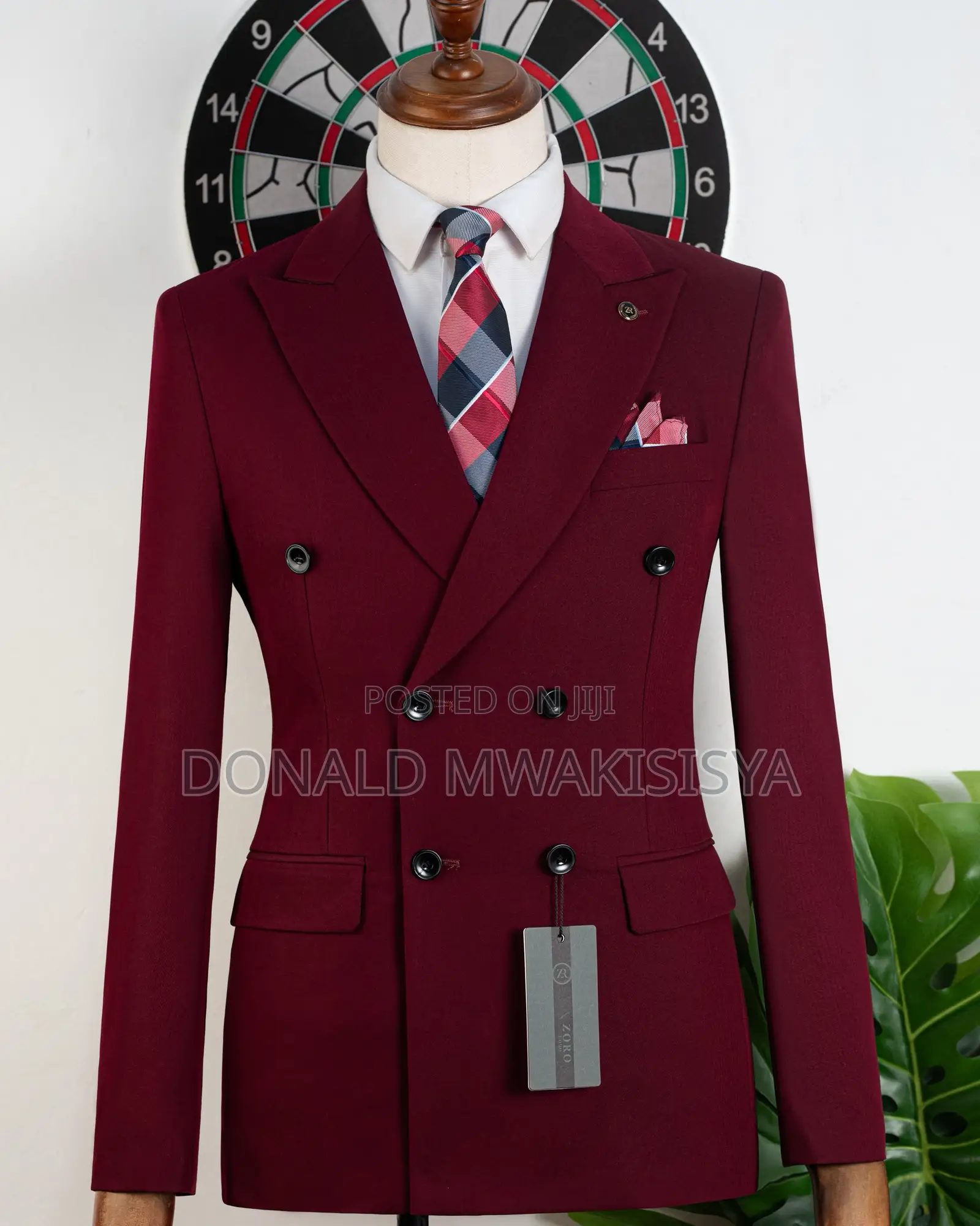 Burgundy Double Breasted Suit - Zoro Brand