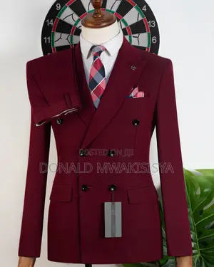 Burgundy Double Breasted Suit - Zoro Brand