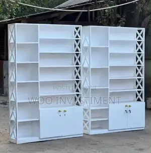 Open Shelf + Cabinet Ya Kisasa — Rangi Black Matte!