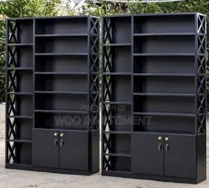 Open Shelf + Cabinet Ya Kisasa — Rangi Black Matte!