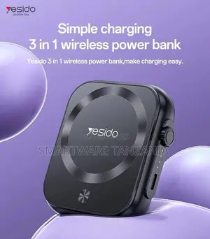 Yesido Power Bank 5000mAh USB-C 20W Quick Charge, 15W Wireless Charge