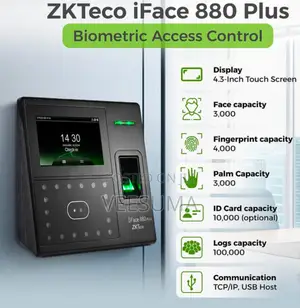 ZKTeco iFace 880 Plus Biometric Face, Fingerprint & Palm Reader