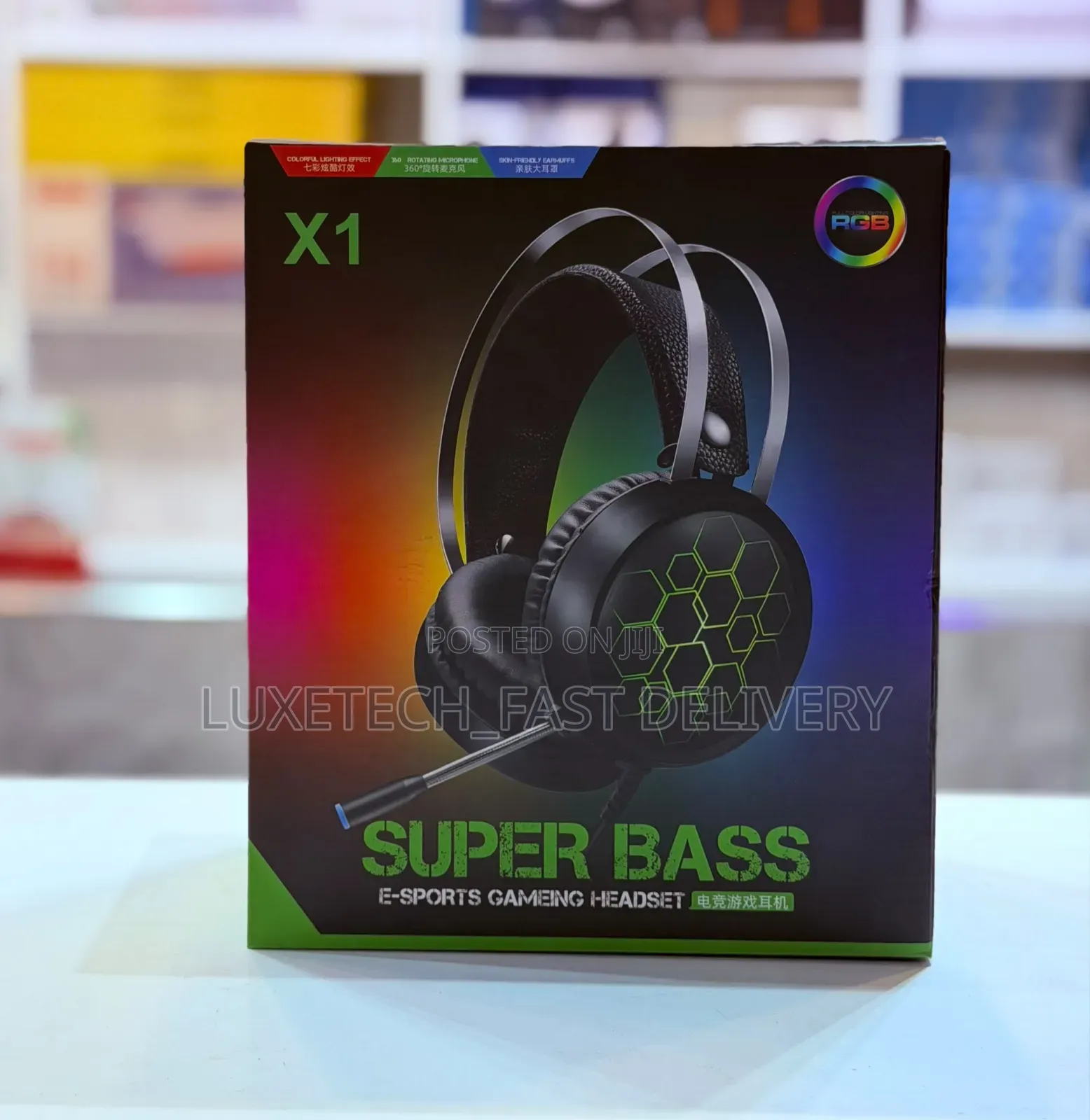 X1 Super Bass E-Sports Wired Over-Ear RGB Gaming Headset With Mic