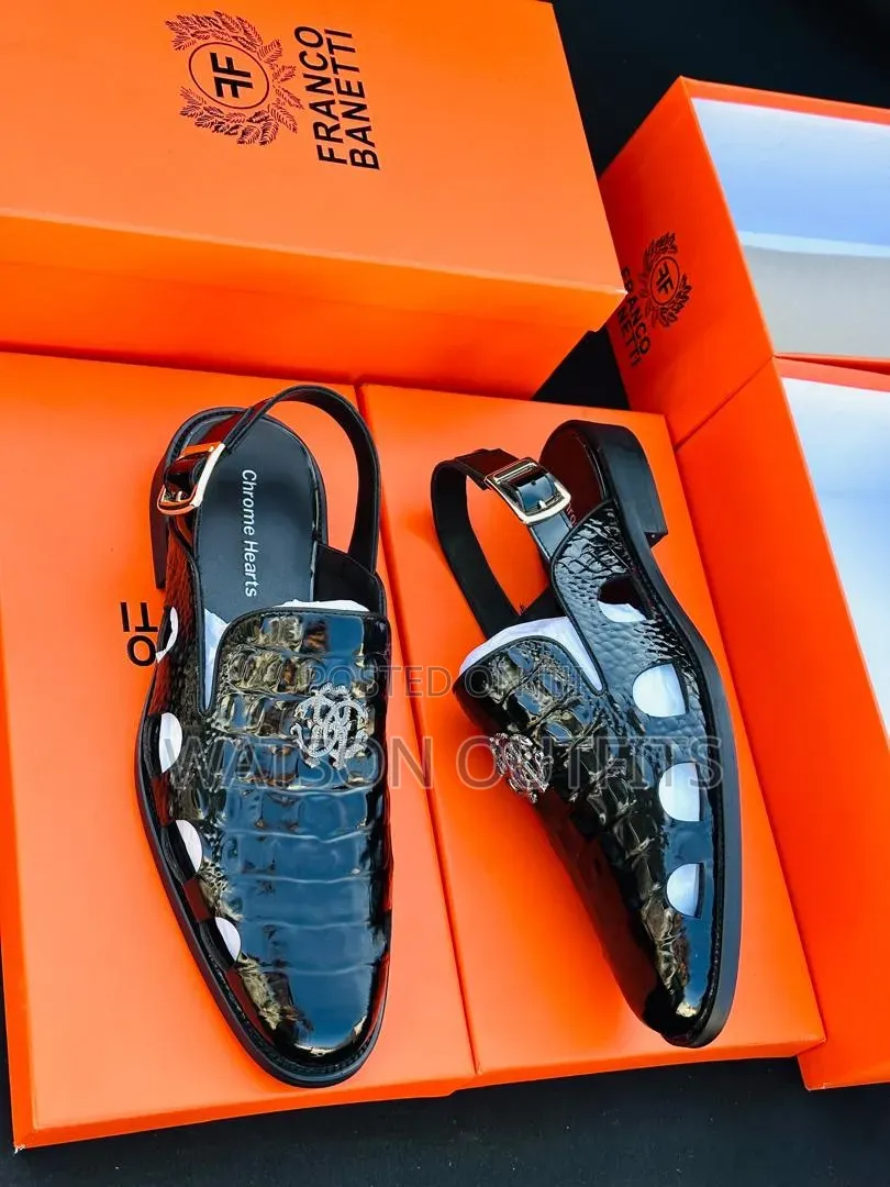 Chrome Hearts Design Men's Leather Open Shoes