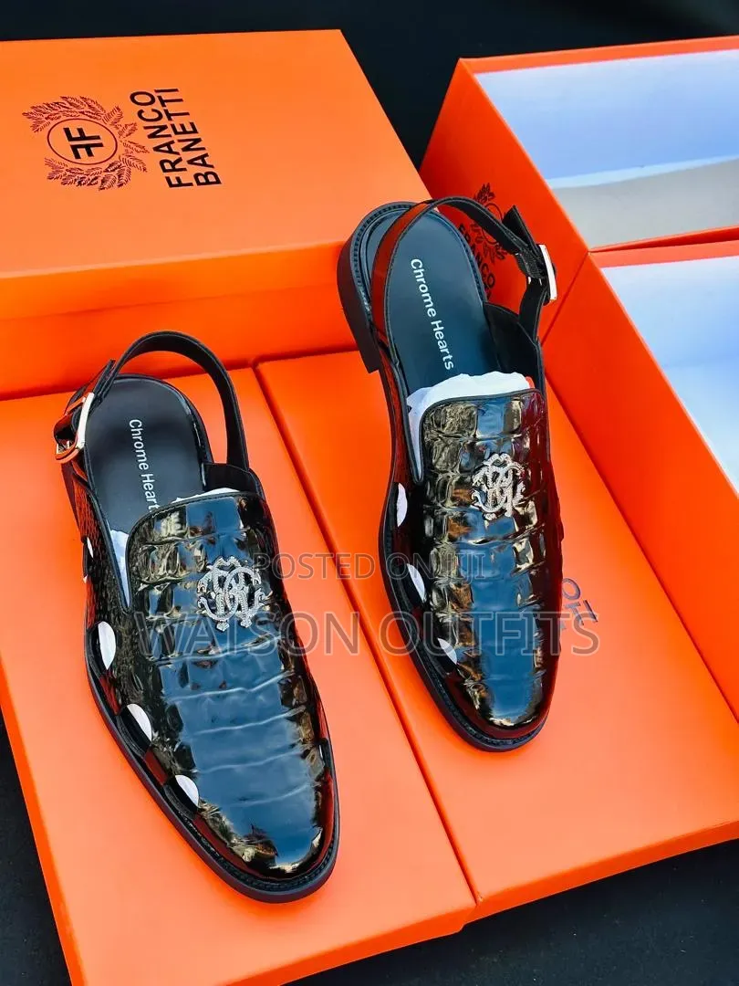 Chrome Hearts Design Men's Leather Open Shoes