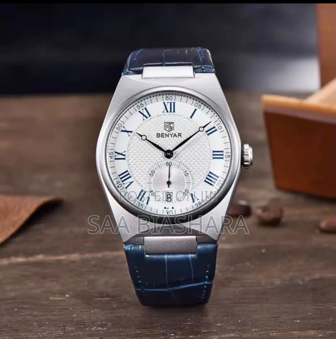 Benyar By5199 Luxury Quartz Watch Leather Strap Blue