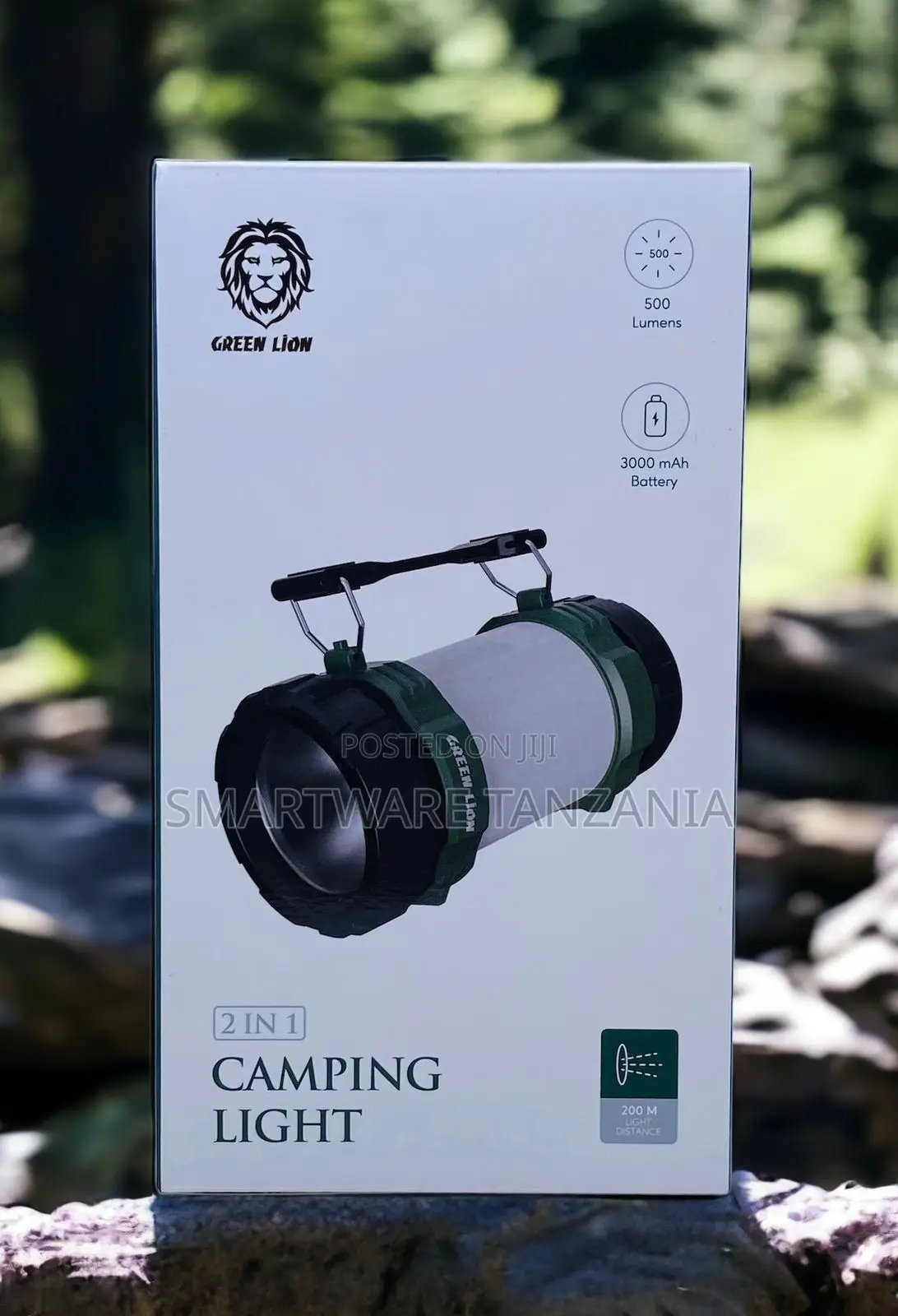 Green Lion 2-in-1 Camping Light With 500 Lumens, 3000 mAh Battery