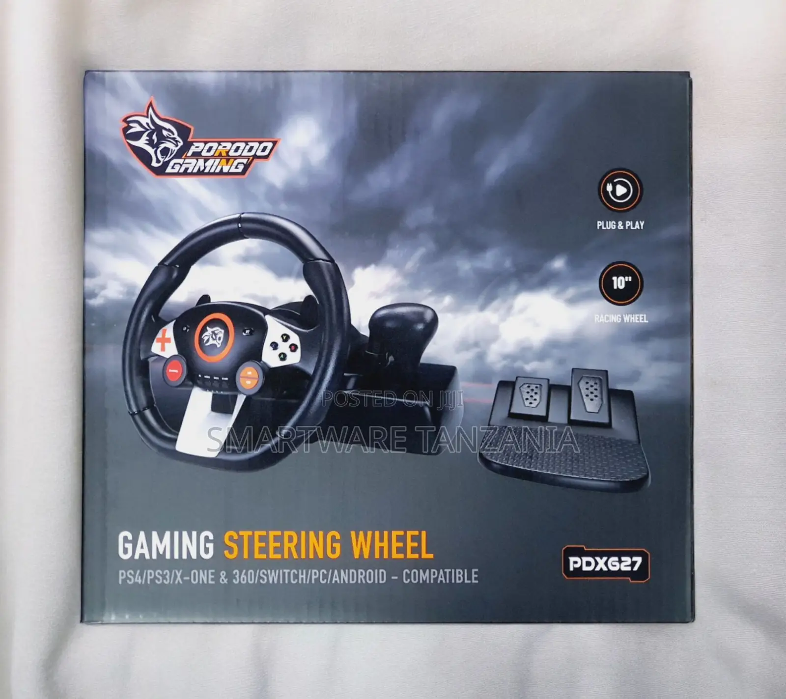 Porodo Gaming Steering Wheel 10-Inch Racing Wheel for PS4/PC/Android