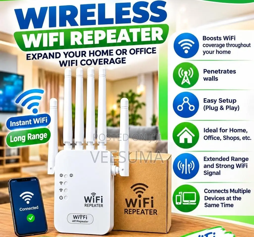 6-Antenna Wireless Wi-Fi Repeater & Range Extender