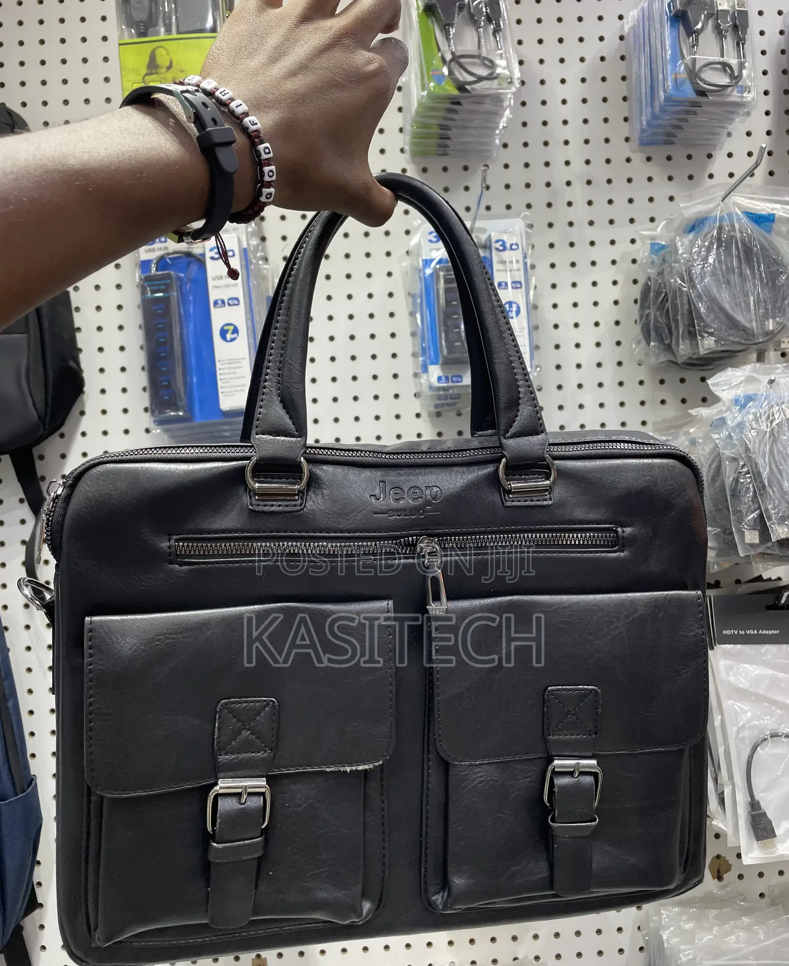 Jeep Handbag Pure Leather (Black)