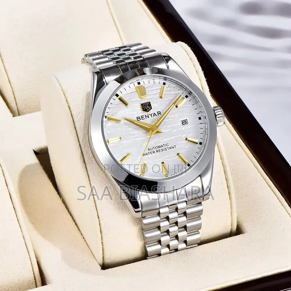 Benyar By5109 Automatic Watch Stainless Steel Silver and White Case