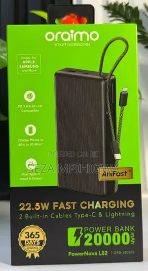 ​Oraimo PowerNova L22 Power Bank 20000mAh 22.5W Fast Charging
