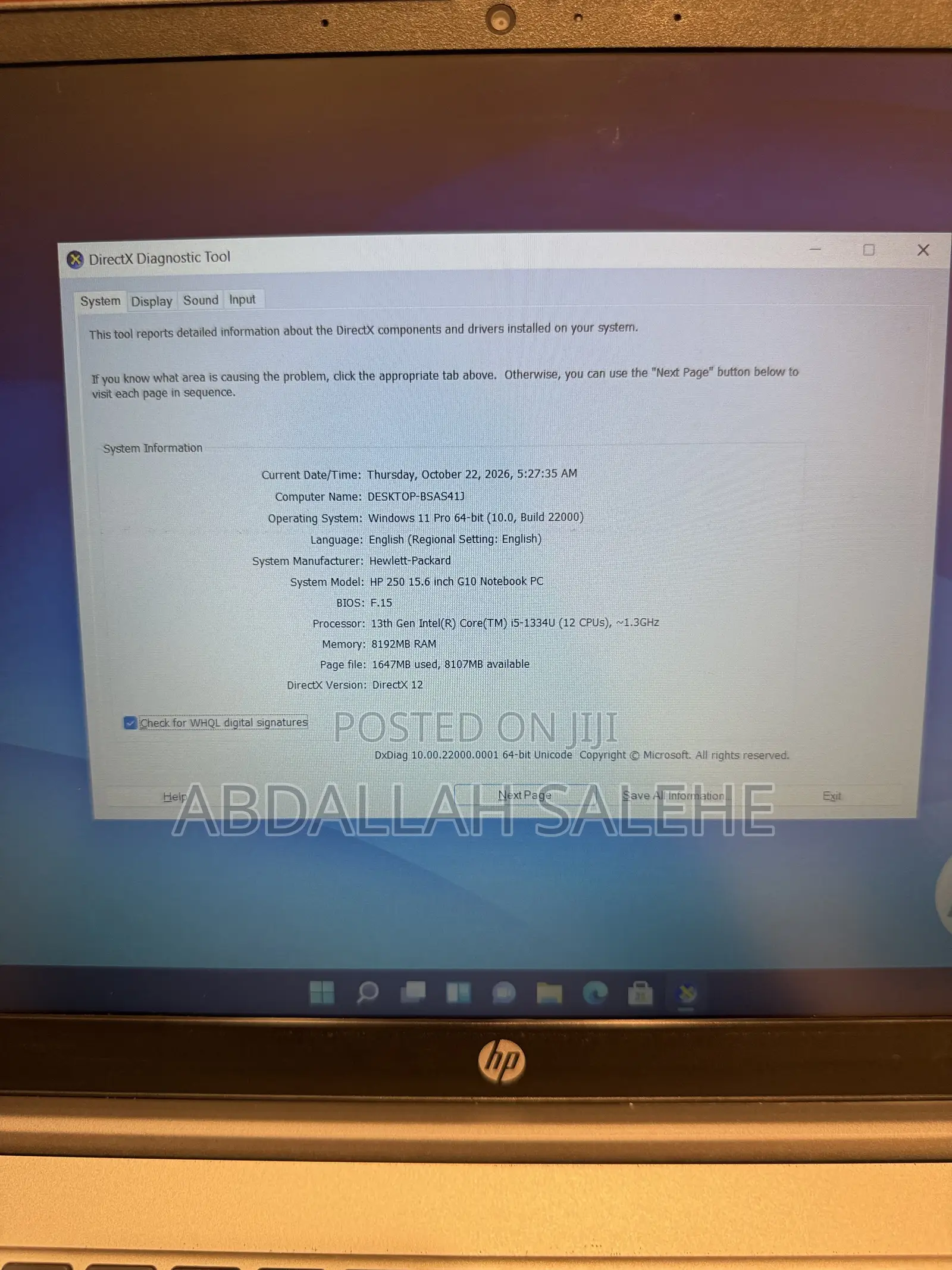 Laptop HP 250 G10 8GB Intel Core i5 SSD 256GB