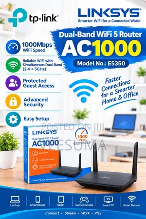 Linksys AC1000 Dual-Band WiFi 5 Router (Model E5350)