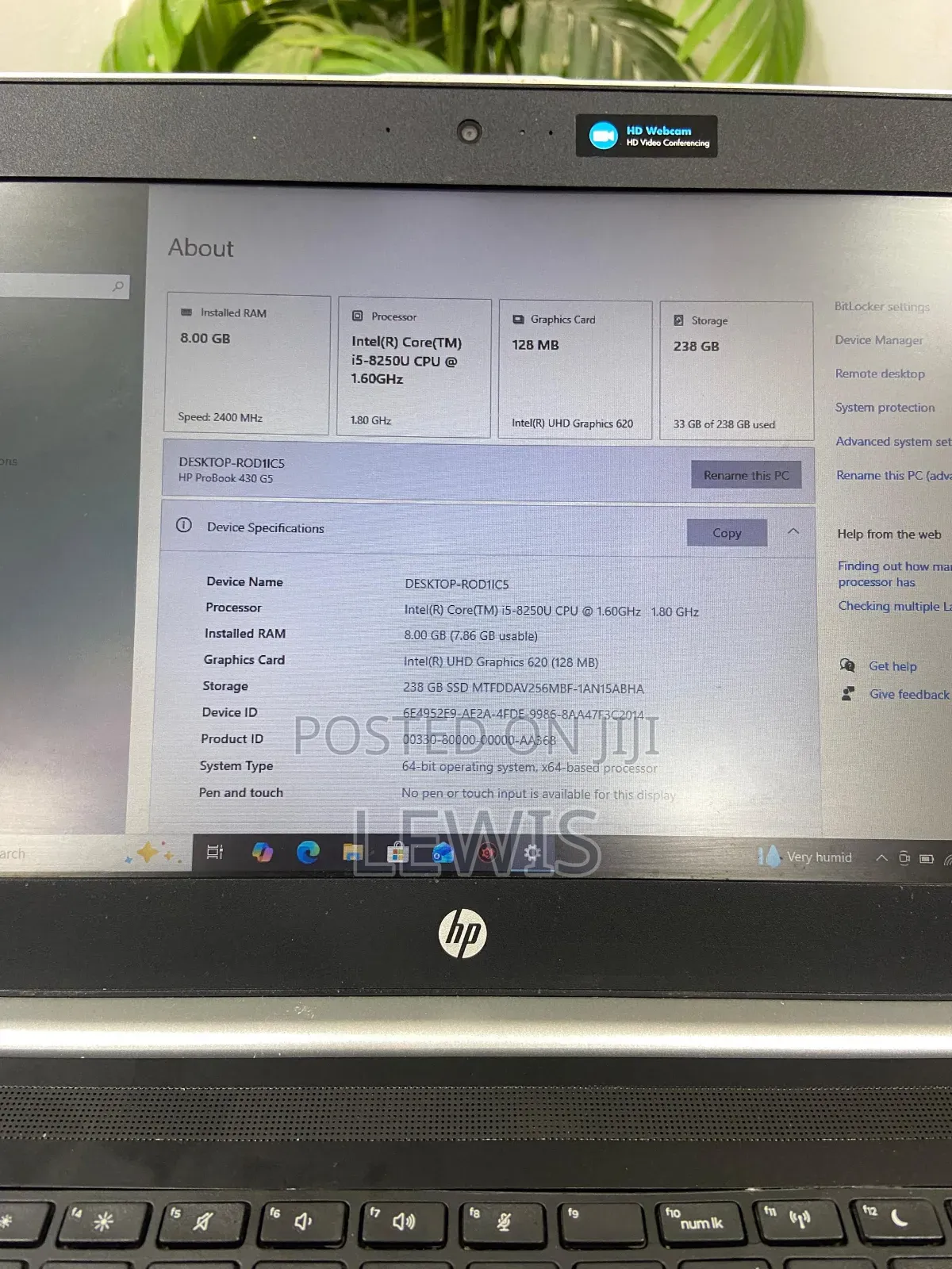 Laptop HP ProBook 430 G5 8GB Intel Core i5 SSD 256GB