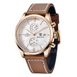 Benyar By5205 Mens Quartz Chronograph Watch Leather Strap Brown