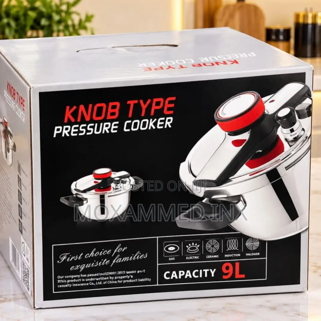 9-Litre Knob Type Stainless Steel Pressure Cooker.