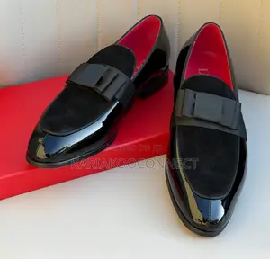 Men's Black Patent Bow Loafers
