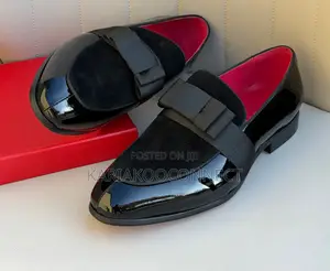 Men's Black Patent Bow Loafers