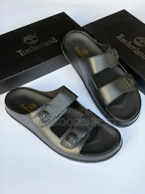 Men's Black Double-Strap Slide Sandals