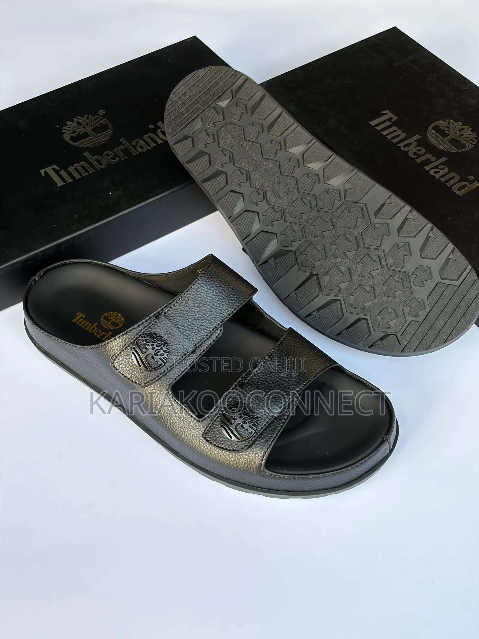 Men's Black Double-Strap Slide Sandals