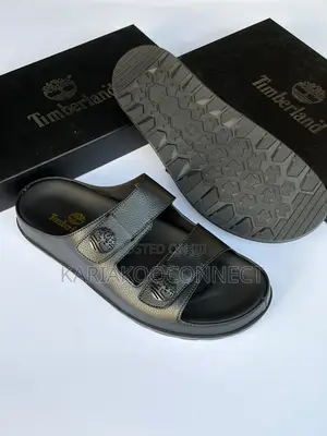 Men's Black Double-Strap Slide Sandals