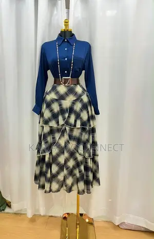 Women's 2-Piece Plaid Tiered Skirt and Shirt Set