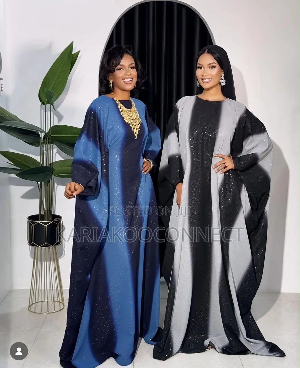 Women's Ombré Glitter Kaftan Maxi Dress