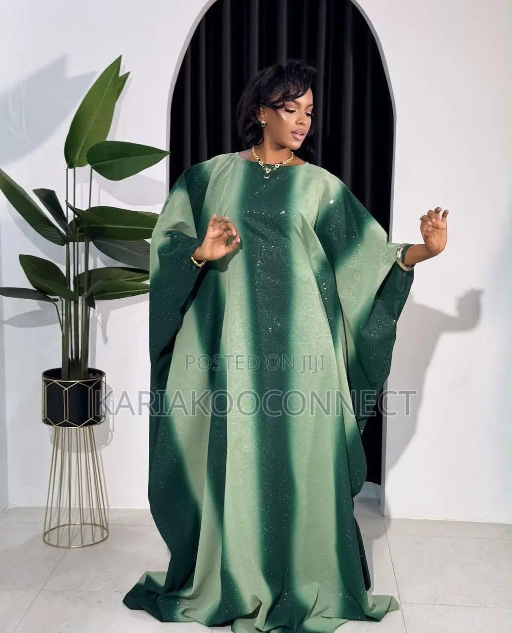 Women's Ombré Glitter Kaftan Maxi Dress