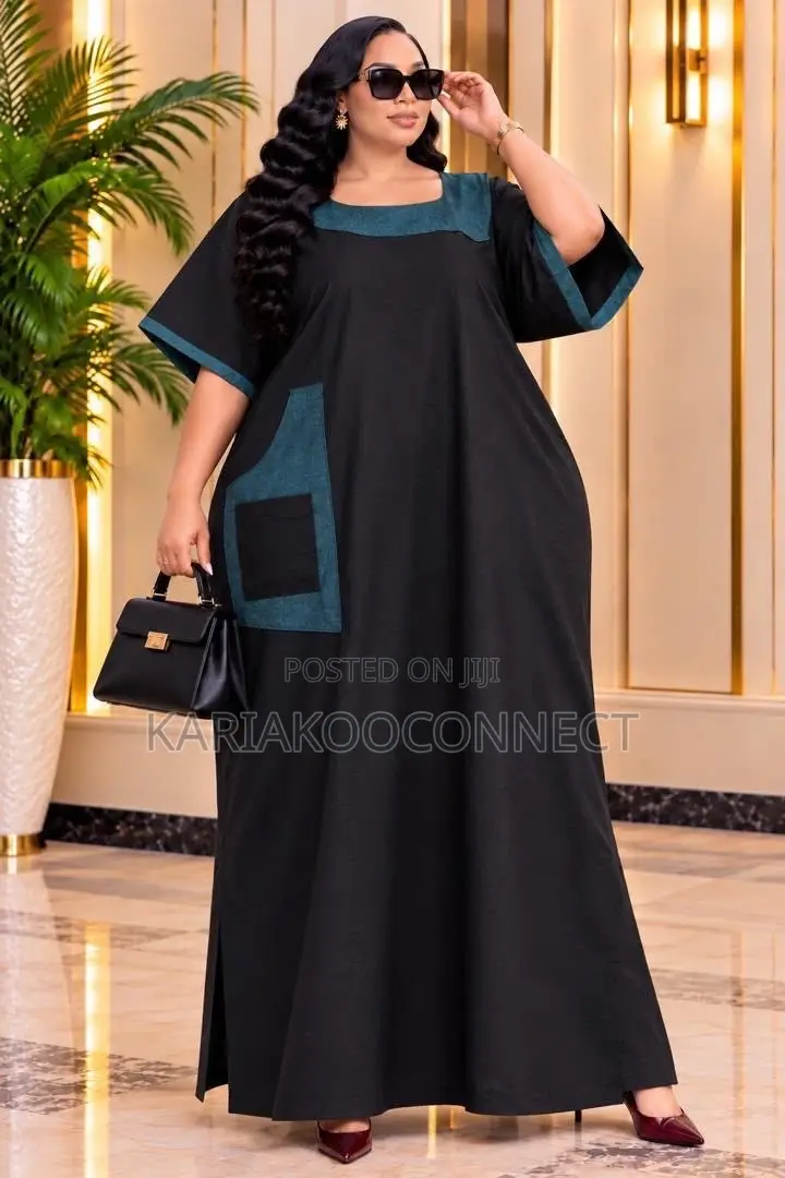 Women's Loose Maxi Dress With Contrast Trim