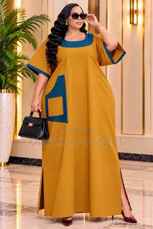 Women's Loose Maxi Dress With Contrast Trim