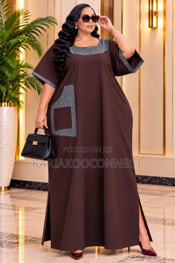 Women's Loose Maxi Dress With Contrast Trim